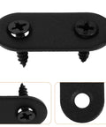 Close-up of Rugged Flat Mending Plates With Double Holes 12 Pack Black Stainless Steel Straight Brace Brackets showing screws