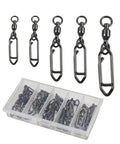 Ball Bearing Fishing Swivels With Quick Change Clips 29 Pack Slick Pro Grade Black Nickel Stainless Steel Snap Swivels Size 0 To 4 in organizer