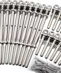 Stainless Steel Cable Railing Hardware Kit For Three Sixteenth Inch Cable Railing System For Wood Posts Adjustable Angle Swage Turnbuckle Kit 10 Pairs Marine Grade 316 Rust Resistant For Deck Railing. Includes turnbuckles, end fittings, and screws for wood posts.