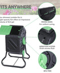 Outdoor Composting Bin 18.5 Gallon Single Chamber Tumbling Composter With Heavy Duty Steel Frame Barrel for kitchen garden use