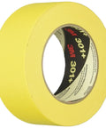 Industrial Grade Yellow Masking Tape, 2 Inch By 60 Yard, Heavy Duty Conforms To Irregular Surfaces, close-up roll view.