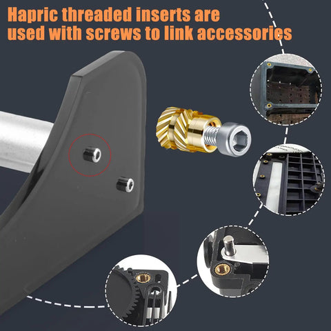 Threaded Inserts for Plastic Kit With Heat Set Inserts And Tips 300 M2 To M6 Brass Knurled Nuts showing installation details