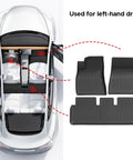 Custom Fit TPE All Weather Floor Liners For Tesla Model 3 Highland 2024 To 2026 Front And Rear Full Set Black for left-hand drive.