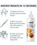 Instructions for using At Home Cuticle Care Kit With Citrus Scented Remover 8oz Cuticle Oil 2oz And Metal Pusher Tool for nail care