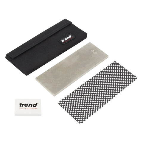 8 Inch Diamond Sharpening And Flattening Stone Double Sided 180/600 Grit Bench Stone With Pouch Cleaning Block And Non Slip Mat