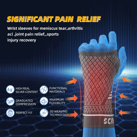 Copper Wrist Compression Sleeves For Carpal Tunnel And Arthritis, breathable and comfy wrist support for tendonitis, unisex size M
