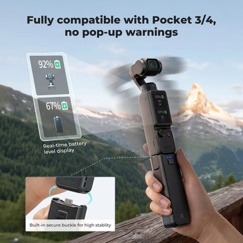 5000mAh Fast Charging Battery Handle For Osmo Pocket 3 And 4 Power Grip With 20W Fast Charge wireless use outdoors