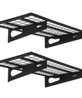 Side view of 2 Pack Heavy Duty Garage Wall Shelves 1.5 By 3 Feet Each Wall Mounted Floating Storage Rack Black Durable Powder Coated Steel.