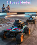 Off Road Car With Camera, 2.4GHz Remote Truck racing on track with 60-degree adjustable camera and 2 speed modes shown