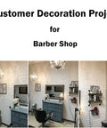 White 3D Brick Wallpaper Roll Set for Walls in a barber shop, faux brick textured stickers as a stylish peel and stick backdrop.