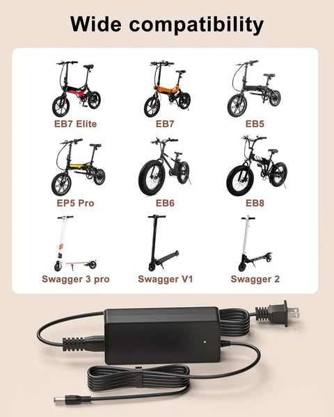 42V Replacement Charger For EB Series Electric Scooters And Swagger 3 SG Models EB5 Pro EB7 Elite Plus EB8 EB9 EB10 EB11 EB12 SwagCycle EB1 And Swagger Foldable Electric Scooter And E Bike Charger