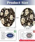 Elongated Peonies roses Floral vintage seamless Gold white Toilet Seat dimensions 18.5 inches, sturdy resin construction.