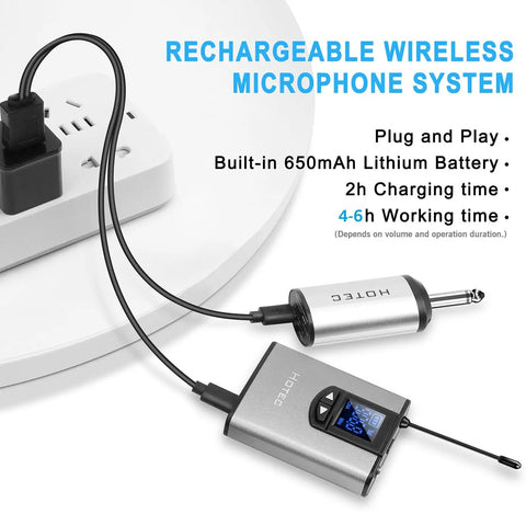 UHF Wireless Headset And Lavalier Microphone Kit With Bodypack Transmitter And Mini Receiver, One Quarter Inch Output
