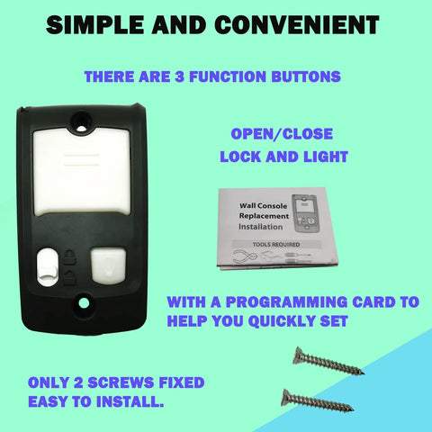 Series II Garage Door Opener Wall Console Replacement For Genie Style Openers With Sure Lock Light Control Button, kit with screws
