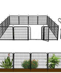 Tall Garden Fence With Gate 48 Inches High By 27 Inches Wide Panels 12 Panels Total About Twenty Seven Feet Long Heavy Duty Iron Yard Fence For Flower Beds And Pets Keeps Dogs Out Rust Resistant Gate Included in garden setting