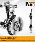 Front Left CV Axle Shaft Assembly For Ford Fusion And Lincoln MKZ with heavy-duty joints near disc brakes and suspension.
