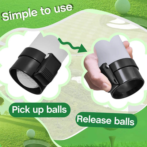Hand demonstrating Two Pack Clear Golf Ball Retriever Tubes 35.4 Inch Shagger Grabber Picker Upper for Men and Women