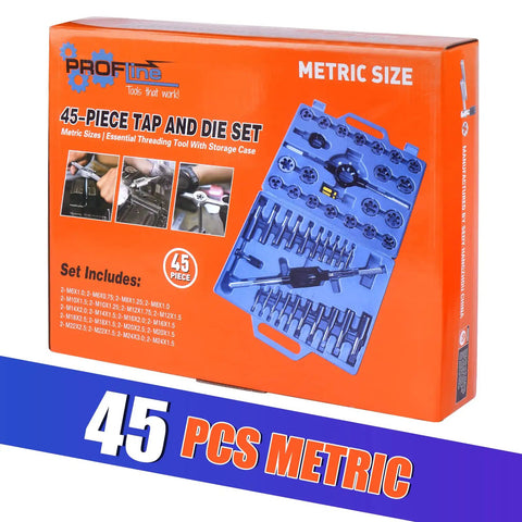 Metric Tap And Die Set Kit With 45 Pieces For Creating And Repairing Threads From M6 Through M24 Coarse And Fine Internal And External Pro Grade Do It Yourself Ready With Sturdy Storage Case