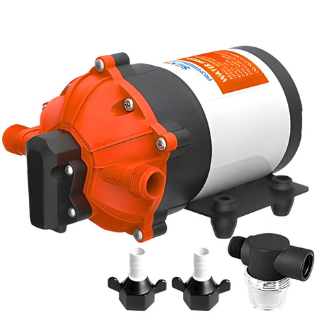 53 Series 12V DC Diaphragm Water Pump With 7.0 GPM At 60 PSI Heavy Duty Self Priming Bypass With Pressure Switch Continuous Duty