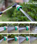 Heavy Duty Metal Garden Hose Wand With 16 Inch Aluminum Core 9 Spray Patterns 180 Degree Rotating Nozzle in action