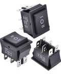 3 Position Rocker Toggle Switch DPDT 6 Pin On Off On Panel Mount For Marine Boat Use 125V AC 20A 250V AC Black Durable Housing With 6 Terminals Ideal For Dash Panels RVs Cars And DIY Electronics, 3-position rocker switch with terminals
