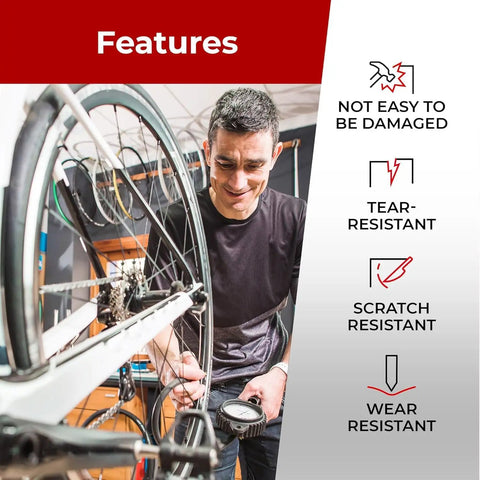 Man repairing bike with 27.5 Inch Bike Inner Tubes Pack of 2 With 48mm Presta Valve For Mountain And Hybrid Bikes