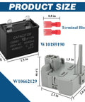 Refrigerator Start Device And Run Capacitor Kit W10189190 TSD2 And W10662129 dimensions with terminal blocks
