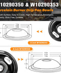 Illustration showing dimensions of Porcelain Burner Drip Pan Bowls 2 Pack 8 Inch And 2 Pack 6 Inch Black Porcelain Electric Stove Drip Pans