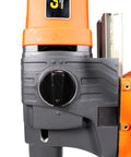 Close-up of the control dial of Job Site Ready Magnetic Drill Press With 1700W Variable Speed Motor and Weldon Shank.