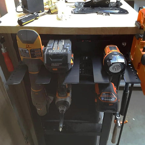 Heavy Duty Magnetic Power Tool Rack And Organizer For Garage Or Workshop With Four Slot Drill Holder Built Tough Neodymium Magnetic
