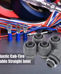 Heavy Duty Flexible Conduit Connectors NPT Three Quarter Inch PVC Pipe Couplers 5 Pack with grey plastic joints for secure electrical connections.