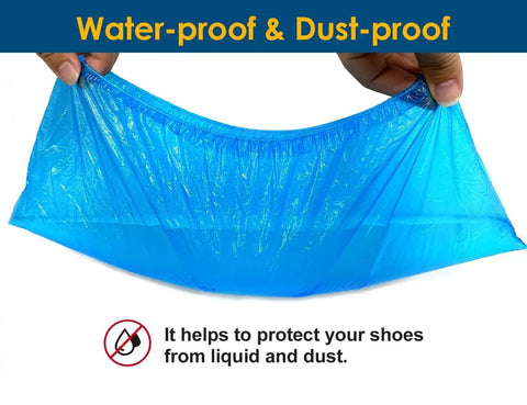 Non Slip Disposable Shoe Covers 100 Pack 50 Pairs 15.7 Inch Hygienic Waterproof Foot Booties Indoor Use Recyclable CPE Material Fits Most Shoes Up To US Men 11 And Women 12.5 Stretchable One Size
