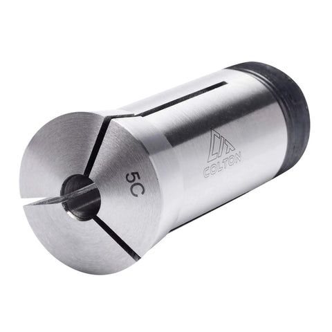 8 Piece Precision 5C Round Collet Set With 0.0005 Inch Tolerance, Laser Marked Sizes, Ground Mating Surfaces, And 1.238-20 External Threads For Pro Grade CNC And Lathe Work displaying cylindrical metal collet with laser marking and slit detail