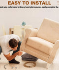 No Sweat Upholstery Spring Repair Kit For Couch Sofa Furniture Includes Sweet Twenty Four By Six Inch Spring Cover Pad Forty Foot Nine Gauge Paper Wrapped Wire And Eighty Clips For Quick Chair Rehab Fix with a person installing the kit.