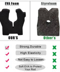 Comparison of EVA foam and styrofoam inserts for vertical fishing rod rack wall mounted 6 rod holder storage organizer.