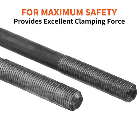 Close-up of rust-resistant steel U-bolts from Trailer U Bolt Kit for 3500 Lb Round Axle, 2 3/8 Inch Beam, 1/2 Inch U Bolts, 2 Inch Thread Pitch.
