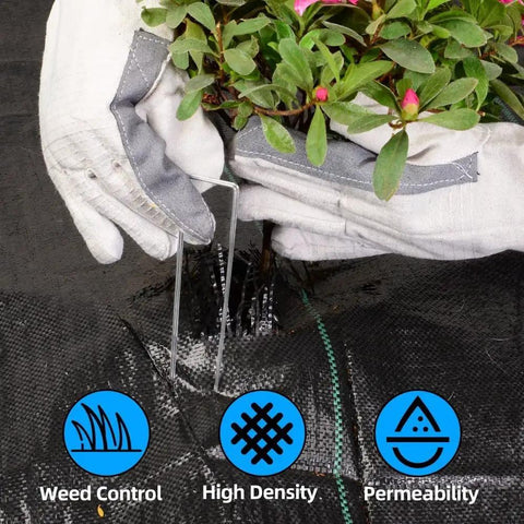 Heavy Duty Weed Barrier Landscape Fabric For Gardening And Farming 4 Ft By 100 Ft Ground Cover 3.2 Oz Permeable Garden Cloth in use