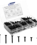 7 Sizes Black Self Tapping Screws Kit Heavy Duty 500 Pcs Corrosion Resistant For Drywall And Sheet Metal DIY Indoor Use Enhanced Stability Rustic Black Finish For Furniture Projects Tough As Nails, black screw assortment in plastic case