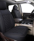 Ram Seat Covers Full Set Waterproof For 2002-2025 Dodge Ram 1500 2500 3500 Crew Quad Cab with front seat view in black