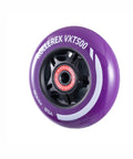 Royal Purple VXT500 Inline Skate Wheel 80mm with bearings, side view showing Urethane 80mm diameter for indoor and outdoor skating
