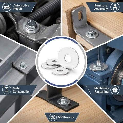 Steel Fender Flat Washers M10 10 x 21 x 1.2 mm 400 Pack Zinc Plated Carbon Steel Hardware for auto cabinets and DIY fixes
