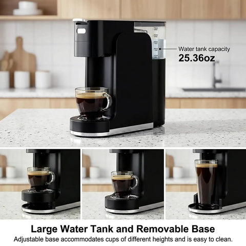 All In One Single Serve Coffee Machine For Ground Coffee K Cup Pods Nespresso Original And Dolce Gusto Pods Hot And Iced Coffee Maker With 20 Bar Espresso And Custom Brew Volume Heats Up In Three Seconds displayed on kitchen countertop