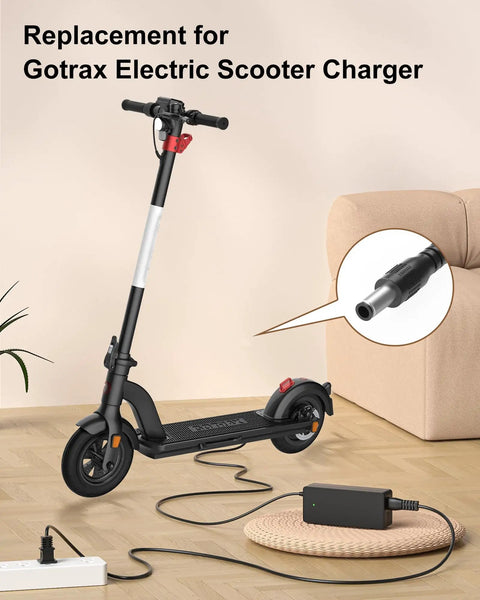 42V 2A Electric Scooter Charger With LED Indicator Light For GXL V2 G4 G3 G2 XR Elite XR Ultra Apex Glider Bike Replacement 100V 240V Input 9.8Ft Cable 5.5MM By 2.5MM DC Plug Compatible With 2A 1.5A 1A 0.5A