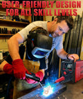 Two people using 135A Mini Stick Welder 110V Portable Arc Welder Grab And Go for home DIY and quick fixes, welding metal.