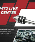 MT2 Morse Taper Live Center 60 Degree Point Built Tough With Triple Bearing Lathe Center for CNC Turning High Precision