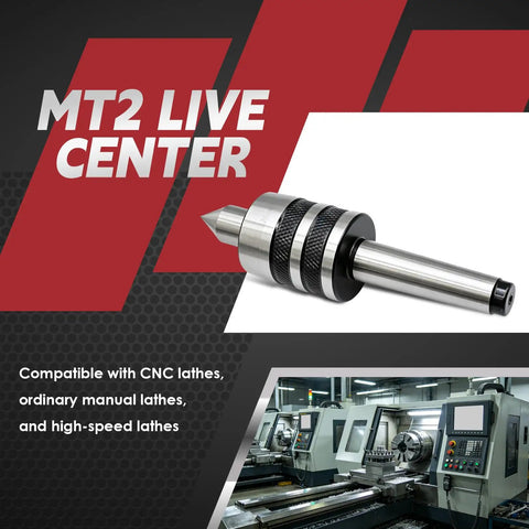 MT2 Morse Taper Live Center 60 Degree Point Built Tough With Triple Bearing Lathe Center for CNC Turning High Precision