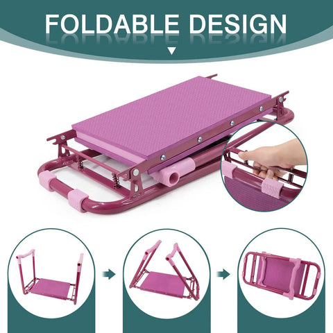 Fold Away Garden Kneeler And Seat With Tool Pouch 2 In 1 Stool for easy kneeling or sitting, lightweight and portable, foldable design