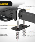 Heavy Duty 2 Inch Trailer Hitch Tightener With Anti Rattle U-Bolt And Mount Plate, Steel Construction, Exploded View