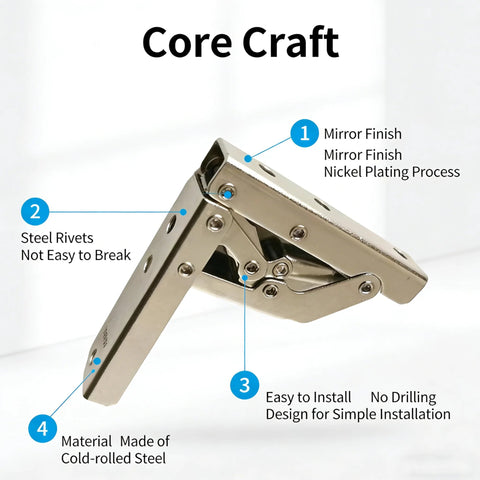 Hidden Cabinet Door Hinges 90 Degree Invisible Folding Hinge 4 Pack, nickel-plated cold-rolled steel, easy install, no visible hardware.