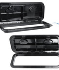 Heavy Duty Boat Hatch Cover Built Like A Tank With Premium Abs Plastic For Tight Deck Access Features Dual Recessed Handles And A Smooth One Eighty Degree Swing Hinge Supports Vertical Or Horizontal No Hassle Install Black, showing inside view with handles.